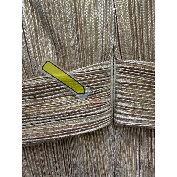 New Mac Duggal Size 10 Gold Ruffle Tiered Belted Sleeveless Cocktail Party Dress - Picture 10 of 16